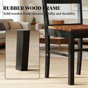 Set di 2 sedie da pranzo in legno nero, sedia da cucina - Product Image 2