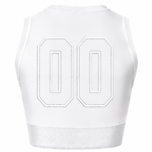 Maillot de cheerleading blanc sublimé sans manches, tenue de sport athlétique pour équipe, uniforme de compétition et d'entraînement - Product Image 2