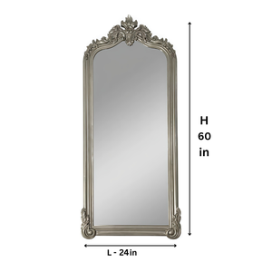 Miroir mural décoratif en bois sculpté Smart Art, motif floral, design texturé argenté, pour salon, en bois d'ingénierie - Product Image 6