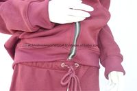 Ensemble de survêtement 2 pièces pour femme, couleur bordeaux, coupe classique, en polyester/coton épais, collection automne, fournisseur OEM de marque privée