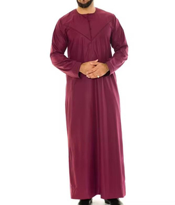 High Quality Casual <b>Men</b> Jubba <b>Thobe</b> Set Floor Length Long Sleeve V Neck Loose Fit Polyester Breathable Embroidery Muslim Arabian - Product Image 1