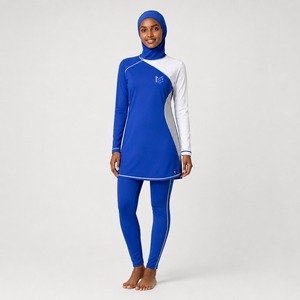 Ensemble de bikini modeste personnalisé à imprimé animalier pour femme, coupe haute, logo frontal, séchage rapide, écologique, 2 pièces, burkini, ensemble de bikini modeste - Product Image 1