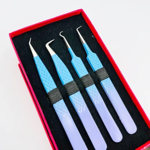 Pince à épiler professionnelle diamantée bicolore pour extensions de cils, anti-magnétique, 10 mm, en acier inoxydable massif, la plus vendue - Product Image 1