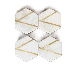 Factory Wholesale Non Slip Marble <b>Coasters</b> Table Mats & Pads For Dining Table Kitchen Accessories Round White Stone <b>Tea</b> <b>Coasters</b> - Product Image 4