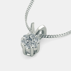 Collar con Colgante de Diamantes Cultivados en Laboratorio, Diseño Floral Redondo en Oro Blanco - Product Image 5
