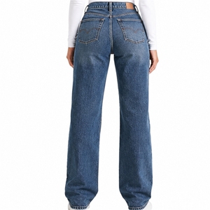 Jeans en denim sur mesure pour femme, coupe large, longueur intégrale, en coton délavé, pantalon décontracté en tissu doux, coupe tendance, fabriqué sur mesure - Product Image 2