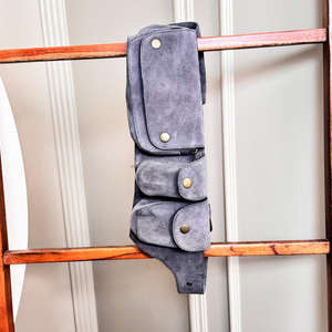 Nouveaux sacs de hanche multi-poches en cuir suédé véritable faits à la main avec sangle réglable Western unisexe en cuir utilitaire Fanny Packs - Product Image 4