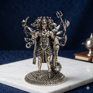 Murti de Hanuman Panchmukhi Plateado en Plata para Protección, Fuerza y Bendiciones, Hecho a Mano - Product Image 1