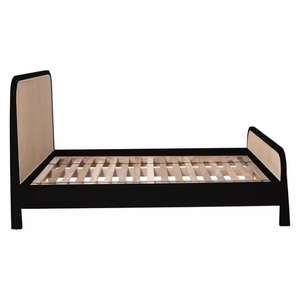 Lit King et Queen en bois avec cadre en rotin couleur noire pour meubles de chambre d'hôtel usine directe - Product Image 3