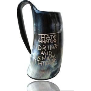 Jarra de Cerveza/Taza de Café Estilo Vikingo con Diseño Animal, Pulida, de la India - Product Image 4