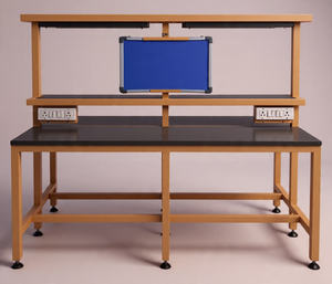 Best Quality Heavy Duty Cast Iron Industrial Workstation with T5 LED <b>Light</b> Softboard <b>Monitor</b> Stand and Spacious Work Surface - Product Image 4
