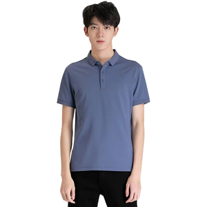 เสื้อโปโลผู้ชายสีพื้น แขนสั้น ทรงลำลอง สีน้ำเงิน ไซส์ปกติ - Product Image 1