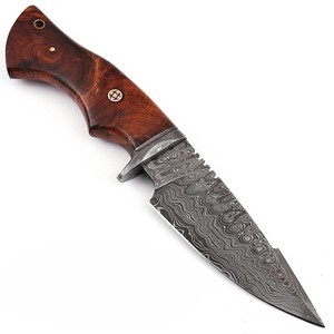 Couteaux de chasse à lame fixe en acier Damas à motif mosaïque, prix direct usine, personnalisables OEM, ultra-tranchants, pour le camping et la préparation des aliments - Product Image 6