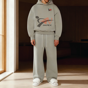 Sweat à capuche court et ample en molleton épais 100% coton, style vintage, pour homme, collection hiver, avec broderie 3D - Product Image 6