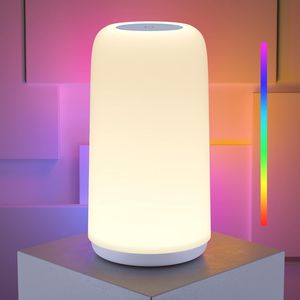 Sleek Design RGB Mode 3 Way Dimmable Small LED Lamp <b>Touch</b> <b>Bedside</b> Table Lamp with Warm White <b>Lights</b> for Bedroom - Product Image 1