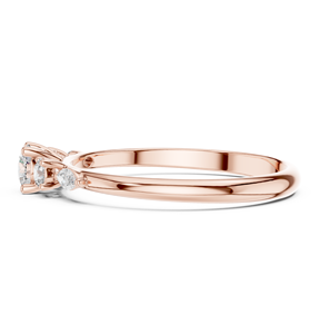 Bague de fiançailles en or rose avec diamant de laboratoire taille ronde et pierres latérales marquise pour femme, bijoux fins - Product Image 4