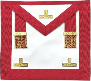 Masonic Scottish Rite Worshipful Apron AASR <b>Red</b> Silk Square Shape Handmade Cross Theme Decoration Accessory - Product Image 1