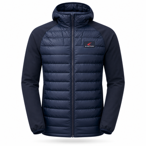 Manteau matelassé épais pour homme, à capuche, 90% duvet, imperméable, écologique, noir, avec manches softshell - Product Image 5