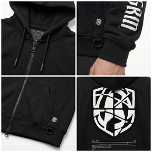 Sudadera con capucha extragrande y corte holgado para hombre, con cremallera completa, 280 g/m², chenilla cepillada, estilo Techwear y Streetwear, con parche OEM personalizado, de gran gramaje. - Product Image 4