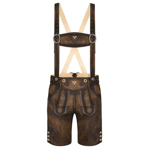 Shorts d'Oktoberfest allemands authentiques en tissu satiné polyester marron antique foncé pour homme, coupe-vent et imperméables - Product Image 1