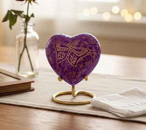 Premium Brass Heart Shape Memorial Cremation Keepsake <b>Urn</b> Ash Holder Crafted With Artistic Elegant Appearance - Product Image 1