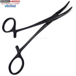 Pinzas Hemostáticas con Bloqueo, 5 Pulgadas, Curvas, Mordazas Totalmente Dentadas, Acero Inoxidable Negro, Pinza Quirúrgica Manual, Certificación CE, para Enfermeras y Médicos - Product Image 2