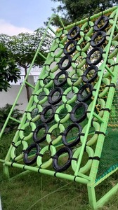 Mur d'escalade en corde de pneus multi-niveaux pour parc d'aventure extérieur, structure en acier commerciale - Product Image 3