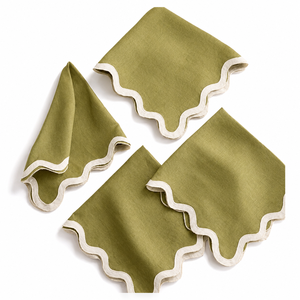 European Linen Scallop Edge Napkins cotton piping <b>placemats</b> wave edge <b>placemat</b> personalized <b>placemat</b> holiday <b>placemats</b> - Product Image 3