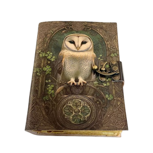 Diario de Cuero Personalizado con Estampado de Búho, Diario Hecho a Mano, Grimoire, Libro de Hechizos, Regalo de Brujería, 120 Páginas - Product Image 1