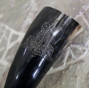 Natural Horn Drinking Mug Handcrafted Viking Style Polished Finish Premium Quality Rustic Barware for Beverages - Product Image 1