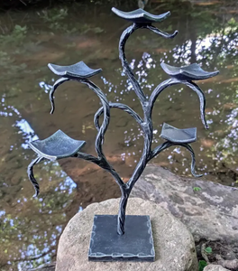 Custom Antique Bronze Iron Tree Branch <b>Tealight</b> <b>Holder</b> Organic Sculptural 5Light Metal Vine Candle Stand for Dining Table - Product Image 3