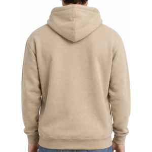 Sweat à capuche beige pour homme, très demandé, avec logo brodé feuille, poche kangourou, style décontracté - Product Image 3