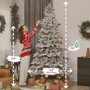 7.5 ft Full Spruce Hinged Christmas <b>Tree</b> Easy Assembly with Realistic Frosted Artificial <b>Branches</b> Xmas Decoration - Product Image 3