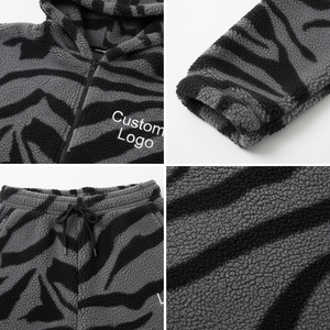 Men Fleece Tracksuit Set Custom Logo Hooded <b>Sweatshirt</b> Jogger Set Winter Warm Streetwear 2 Piece Warm Tracksuit - Product Image 5