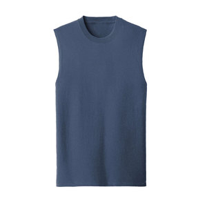 Men's Navy Blue Sleeveless Tank Top O-Neck Solid Color Casual Knitted <b>Muscle</b> <b>Vest</b> - Product Image 4
