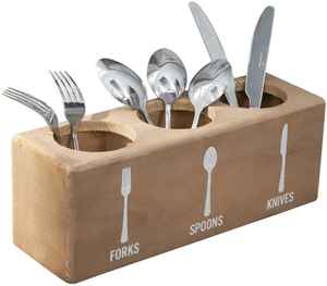 Wooden Cutlery Holder 3 Hole Utensil Organizer Spoon Fork Knife Storage Block Kitchen Table Countertop Stand <b>Rack</b> - Product Image 1