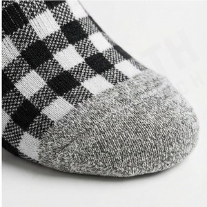 Crew <b>Socks</b> Plaid Pattern Black White Cotton Breathable Daily Wear Adult Autumn Style Regular Fit Knitted <b>Socks</b> - Product Image 6