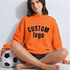 เสื้อสเวตเชิ้ตคอกลมสีเบจสำหรับผู้หญิง พิมพ์โลโก้ตามสั่ง แขนยาว คอเต่า ผ้าฝ้ายนุ่ม สวมใส่สบาย - Product Image 5