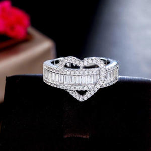 925 Silver Gold Plated Heart Moissanite Hip Hop Cocktail <b>Ring</b> Channel Setting for Women - Product Image 1