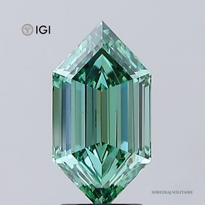 Diamant de laboratoire taille hexagonale 1/2/3 carat certifié IGI, vert vif fantaisie, diamant non monté, personnalisé, SHREERAJ - Product Image 1