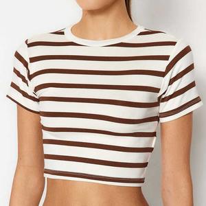 T-shirts courts unis et respirants pour femme 2025, effet délavé, avec logo personnalisé, vente en gros - Product Image 6