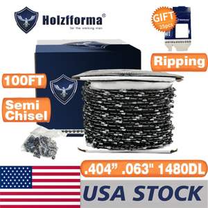 100FT Roll .404' .063'' Semi Chisel Ripping Saw Chain with 40 Sets <b>Matched</b> Connecting Links and 25 <b>Boxes</b> - Product Image 1