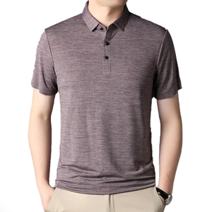 T-shirt Homme Jaune Moutarde Tricoté Écologique Vintage à Manches Courtes en Coton Décontracté Respirant Couleur Unie pour le Golf - Product Image 3