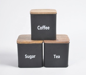 Lot de 3 bidons typographiques créatifs en charbon de fer galvanisé avec couvercle en bois, faits à la main, quantité minimale de commande bas, fabricant en gros - Product Image 3