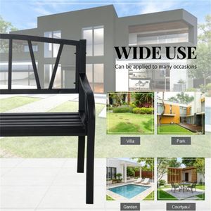 Banc de jardin noir pour l'extérieur, avec accoudoirs, pour la terrasse, le porche ou la cour - Product Image 3