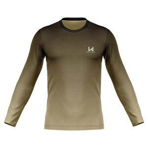 Camiseta Deportiva Casual Personalizada, Ecológica, de Secado Rápido, Manga Larga, Cuello en V, Diseño Sólido, Transpirable, con Logotipo Frontal Tejido - Product Image 1