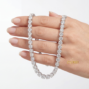 Collar de Cadena de Eslabones de Moissanita VVS, Plata de Ley 925, Chapado en Oro, Joyería Hip Hop Unisex Personalizada - Product Image 5