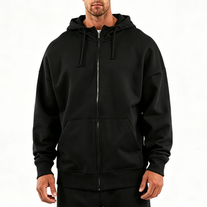 Sudadera con Capucha Personalizada con Pedrería, 100% Algodón, Tejido de Felpa, Logotipo Frontal, Unisex, Color Sólido, Invierno, Corte Holgado, Bolsillos Grandes, Transpirable, Antiencogimiento - Product Image 1