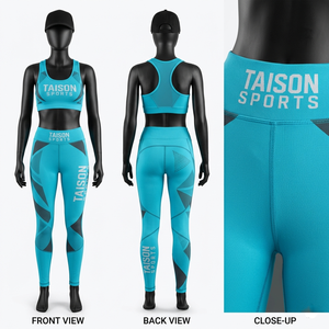 Premium 280 GSM Polyester Spandex BJJ <b>Bra</b> Legging Set <b>Turquoise</b> Black Panel Sublimation Custom Logo - Product Image 1