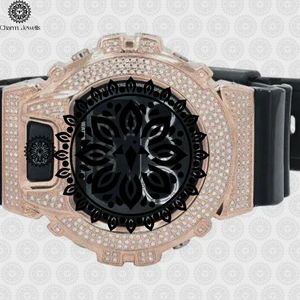 Montre en acier inoxydable, boîtier rond de 45 mm, bracelet en caoutchouc, analogique-numérique, quartz, luxe, mode, unisexe, résistante à l'eau 30 bars - Product Image 2